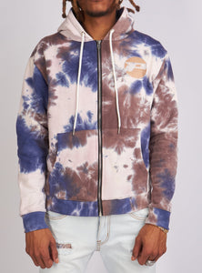 Politics Hoodie - Mikan Tie Dye Zip Up -  Blue And Multi - MIKAN353