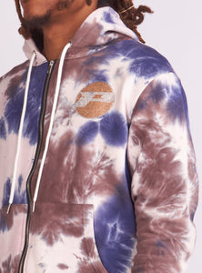 Politics Hoodie - Mikan Tie Dye Zip Up -  Blue And Multi - MIKAN353