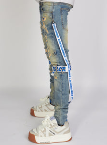 Jeans - Straps - Mid Blue And Royal Blue - LLCDP0925562