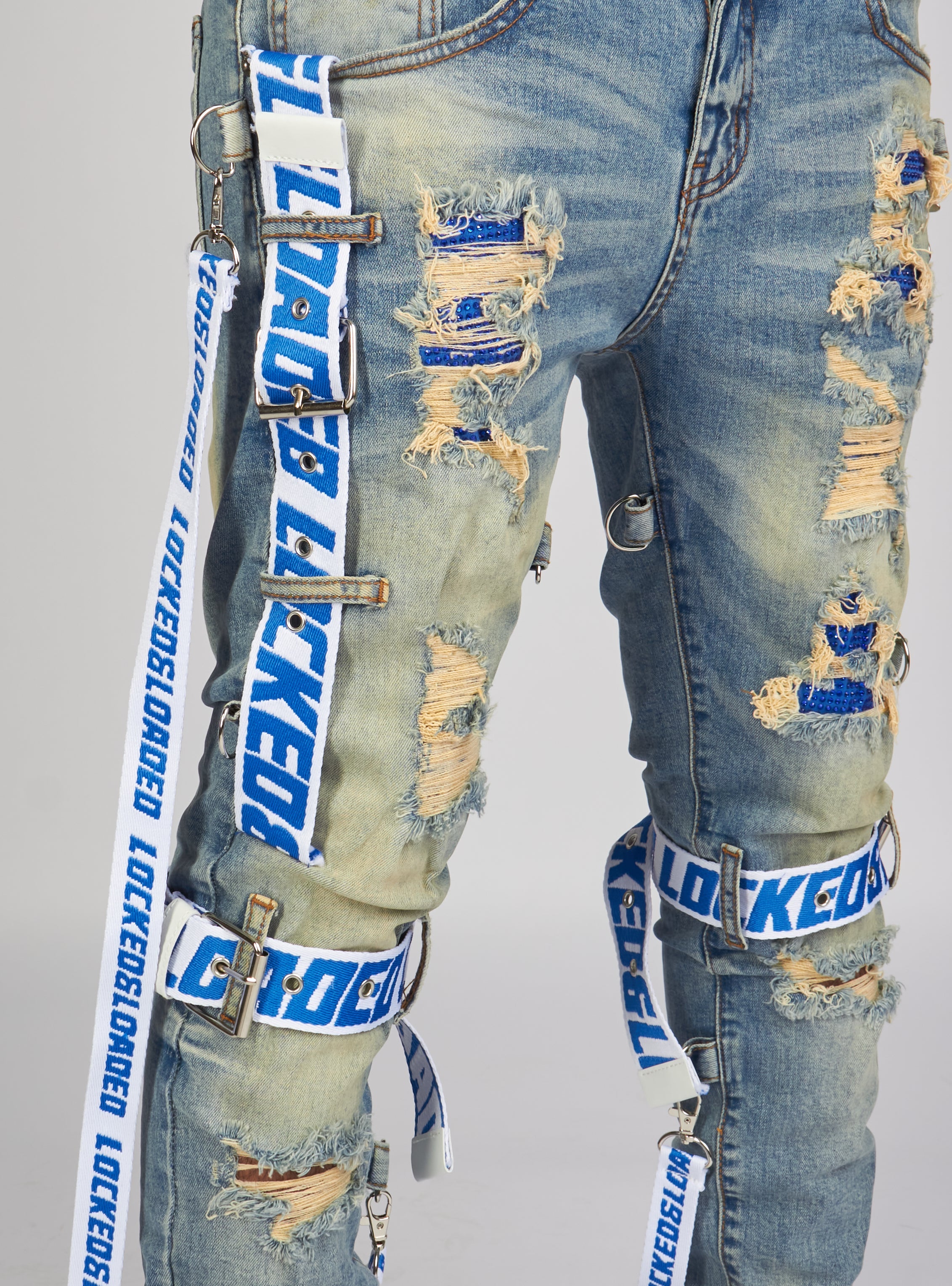 Jeans - Straps - Mid Blue And Royal Blue - LLCDP0925562