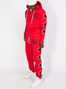 Sweatsuit - Star Set - Red - LLSET108