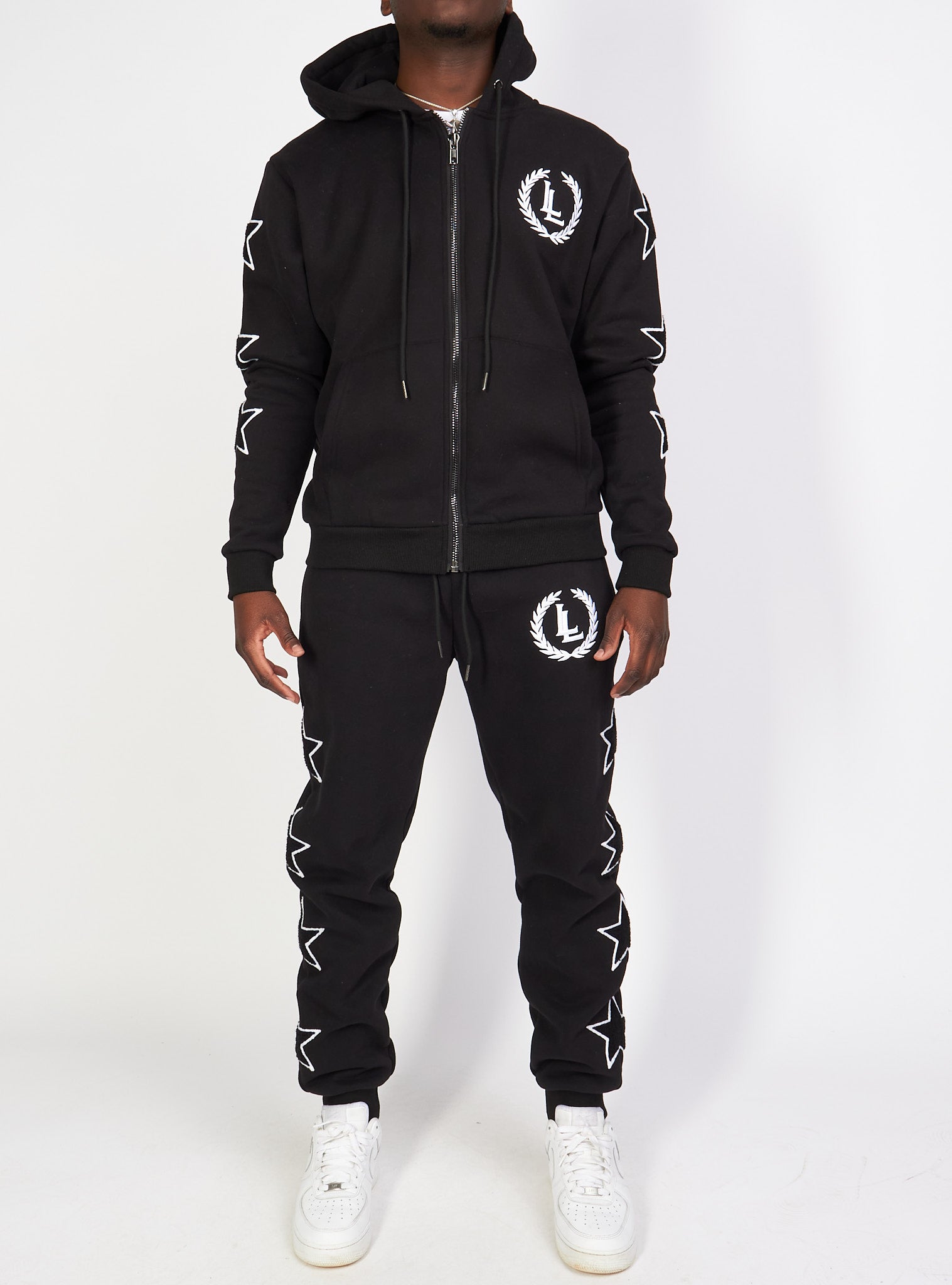 Sweatsuit - Star Set - Black - LLSET107