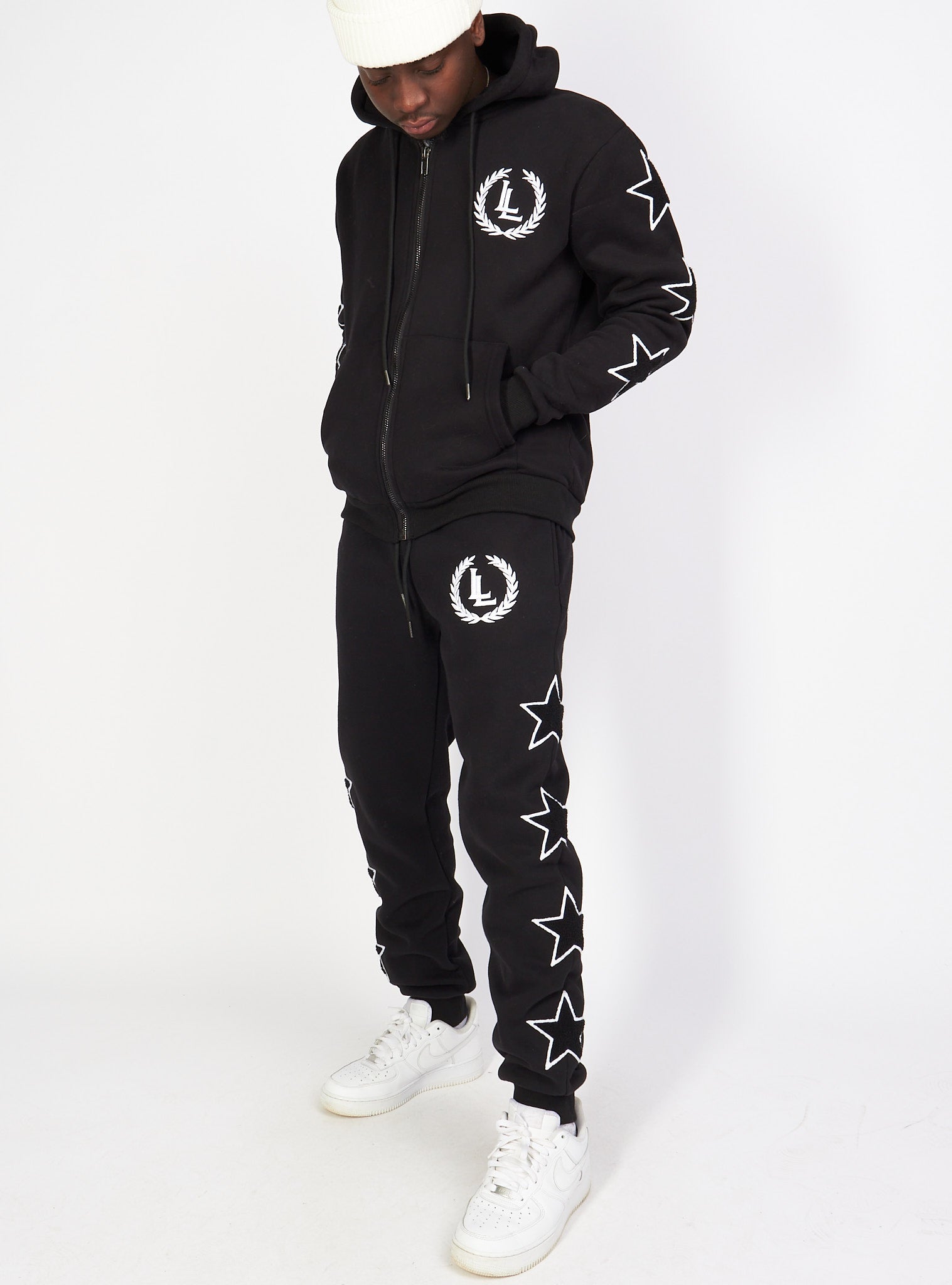 Sweatsuit - Star Set - Black - LLSET107