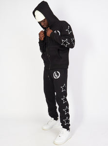 Sweatsuit - Star Set - Black - LLSET107