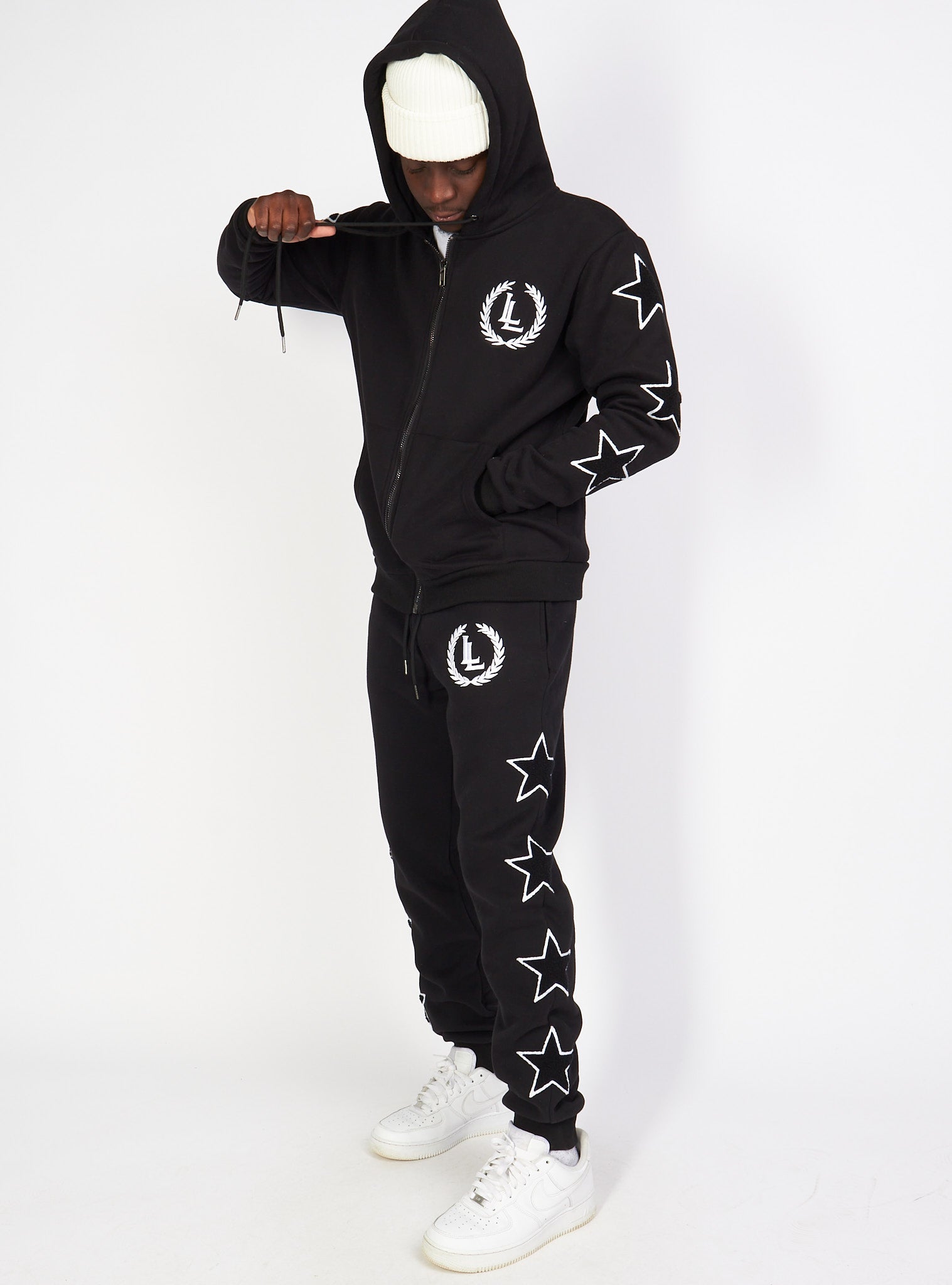 Sweatsuit - Star Set - Black - LLSET107