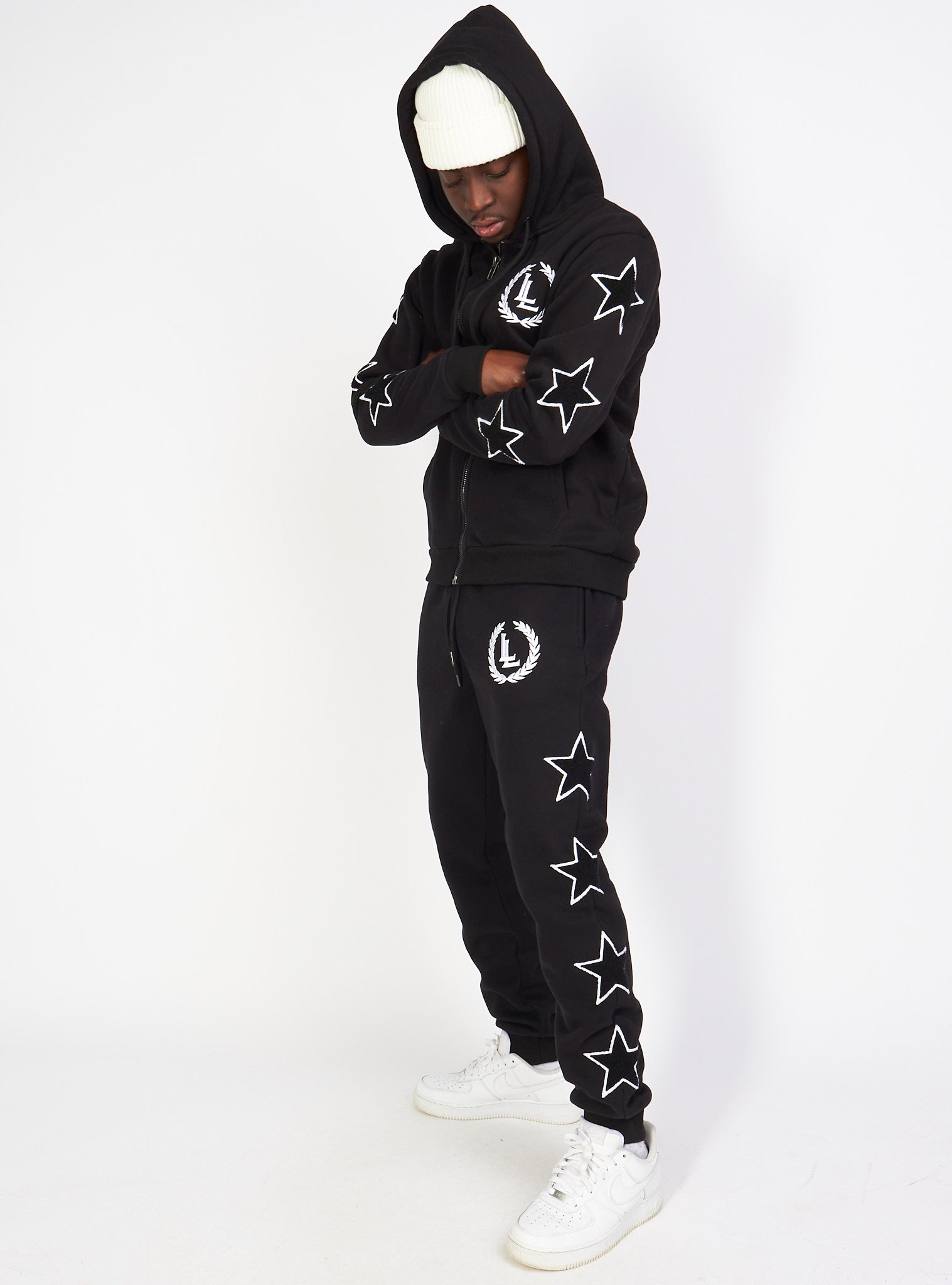 Sweatsuit - Star Set - Black - LLSET107