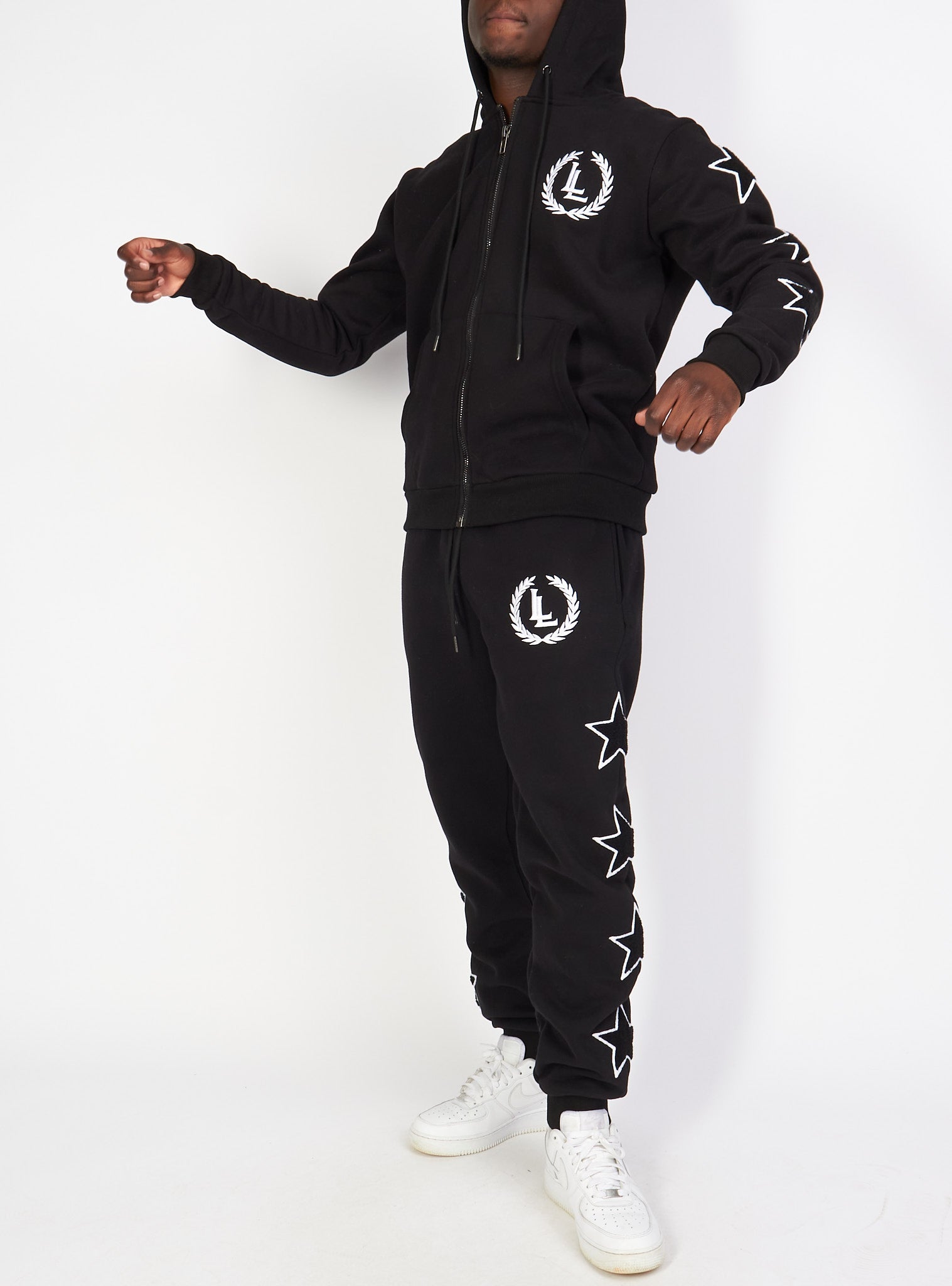 Sweatsuit - Star Set - Black - LLSET107