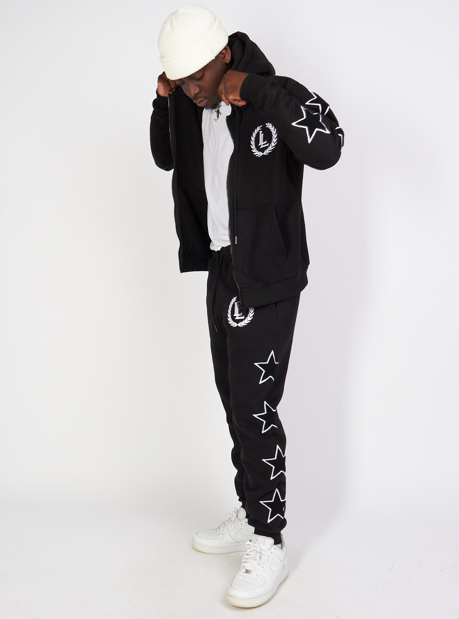 Sweatsuit - Star Set - Black - LLSET107