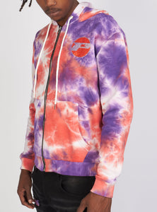 Politics Hoodie - Mikan Tie Dye Zip Up -  Purple And Multi - MIKAN351