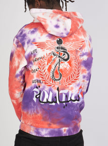 Politics Hoodie - Mikan Tie Dye Zip Up -  Purple And Multi - MIKAN351