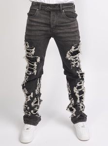 Locked & Loaded Jeans - Beckman - Stacked - Ultra Distressed - Black Wash - 505