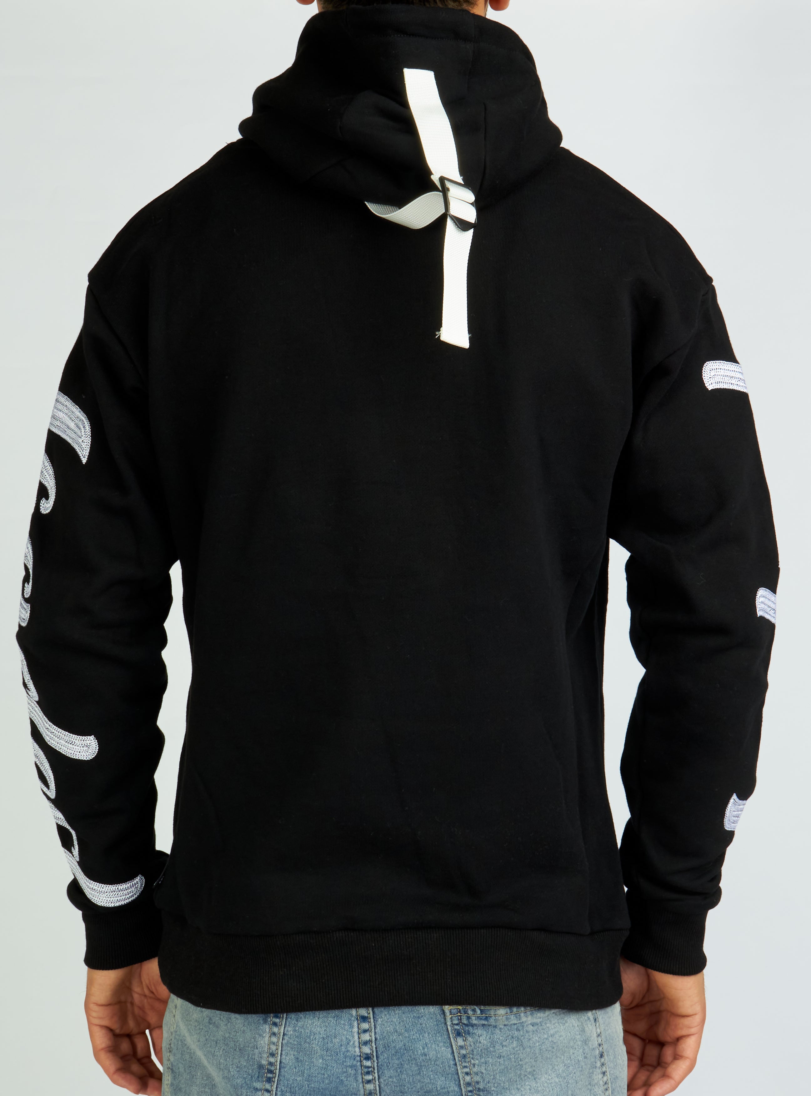 Hoodie - Chain Stitch - Black and White - LLHCHS1025502