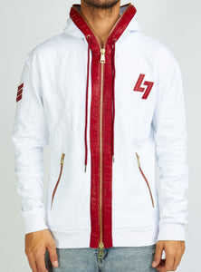 Hoodie - Leather - White and Red - LLFZ1025502