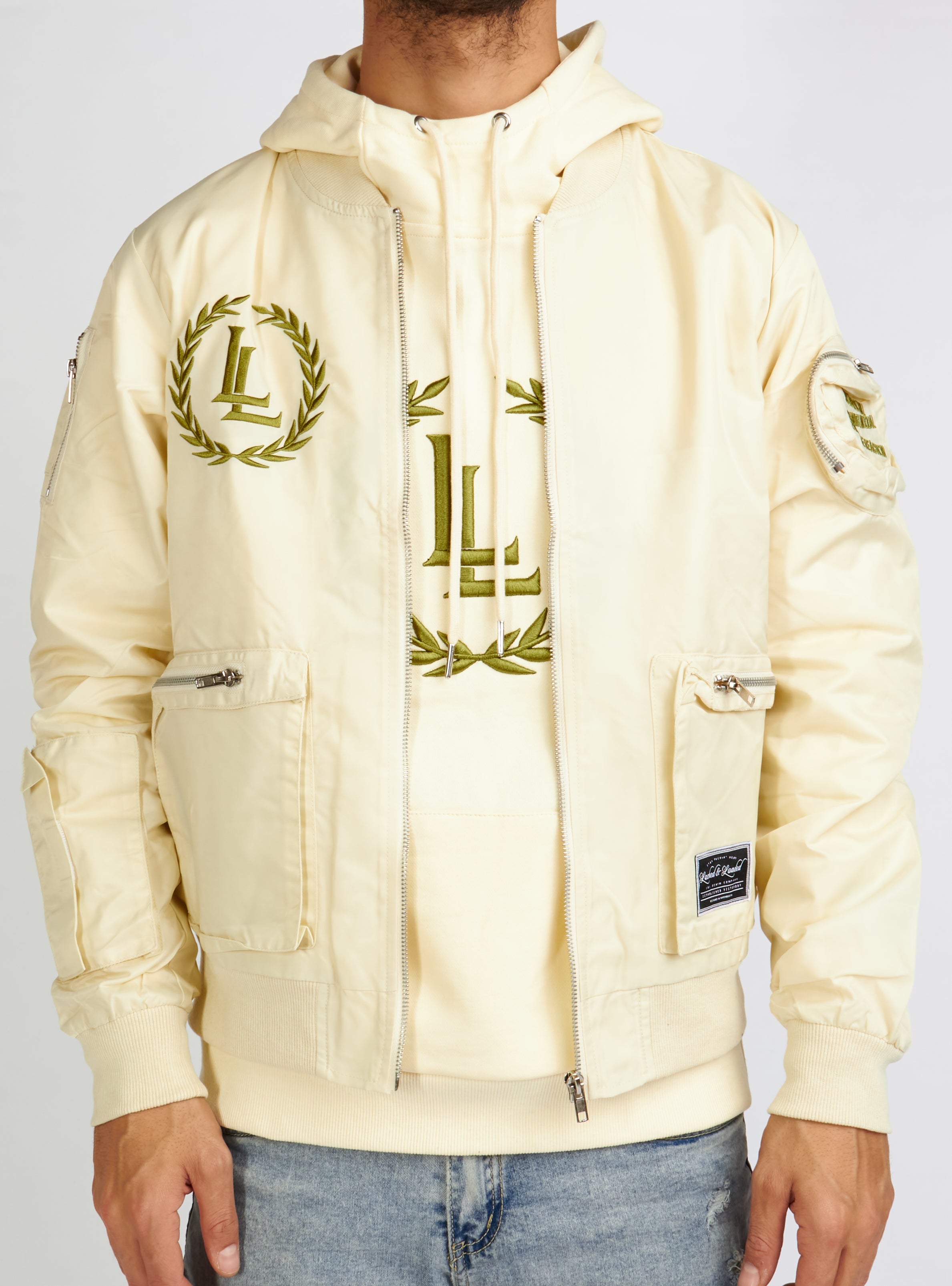 Jacket - Bomber - Tan and Olive - LLJKT092402