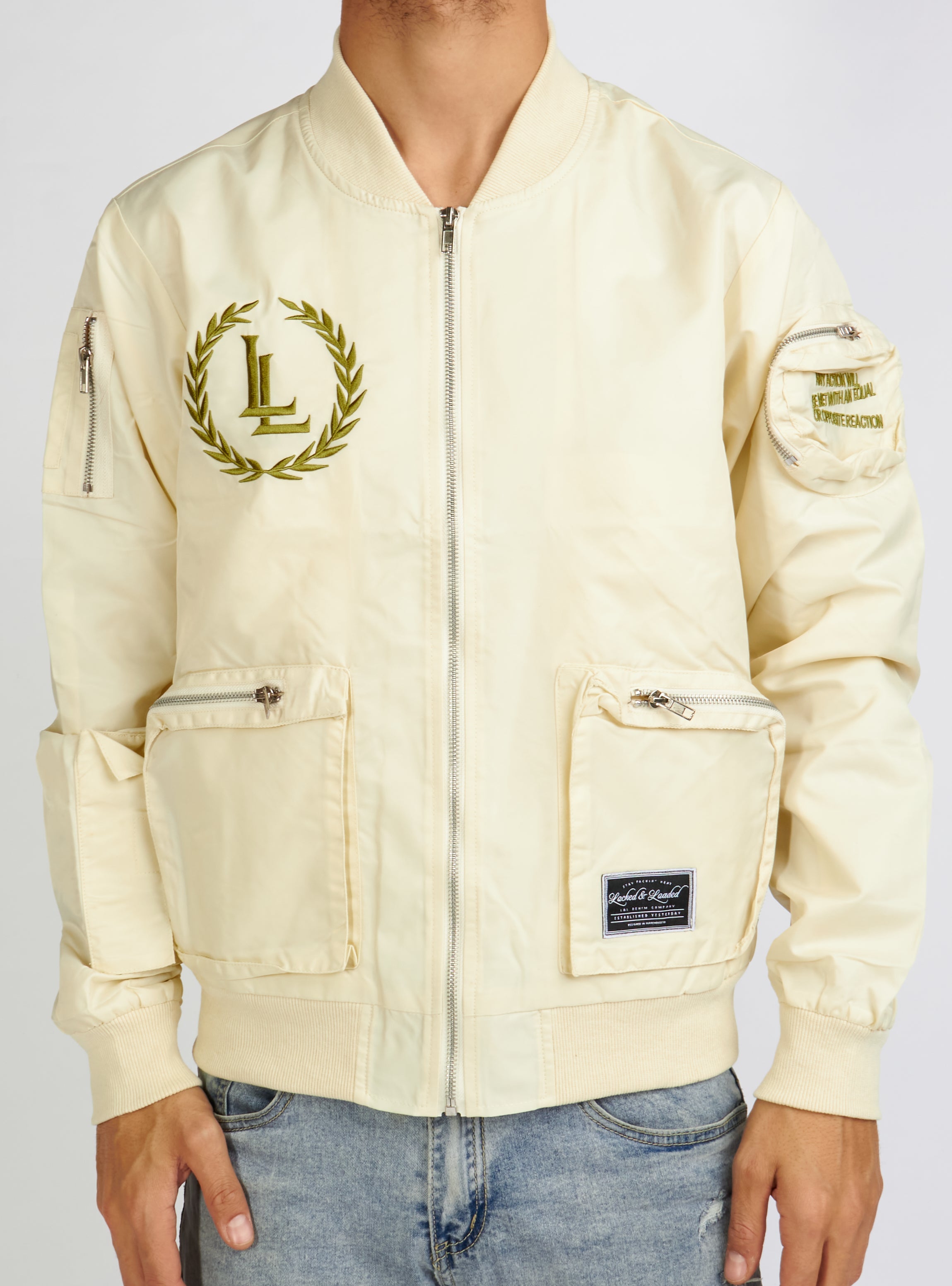 Jacket - Bomber - Tan and Olive - LLJKT092402