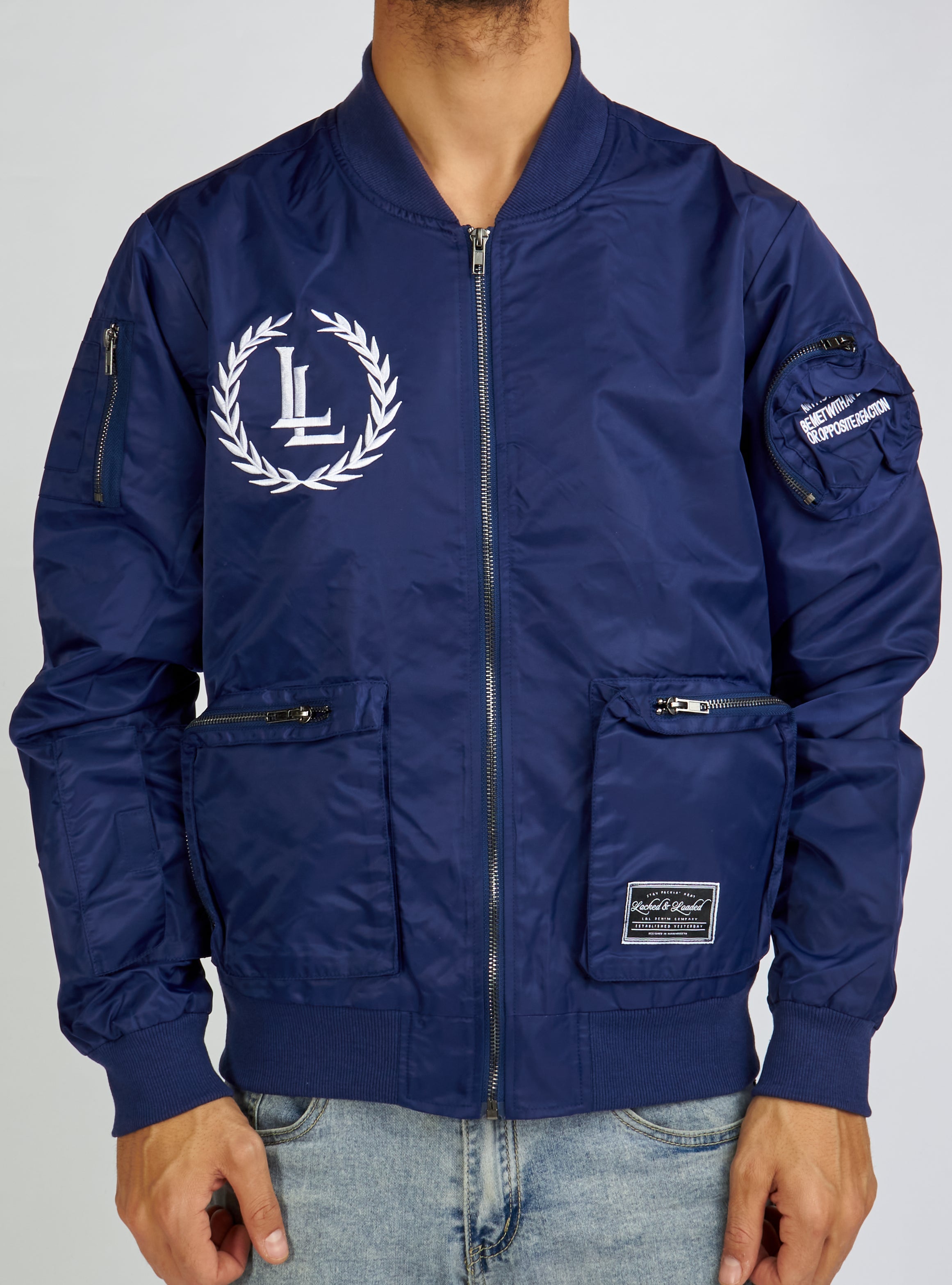 Jacket - Bomber - Navy and White - LLJKT092503