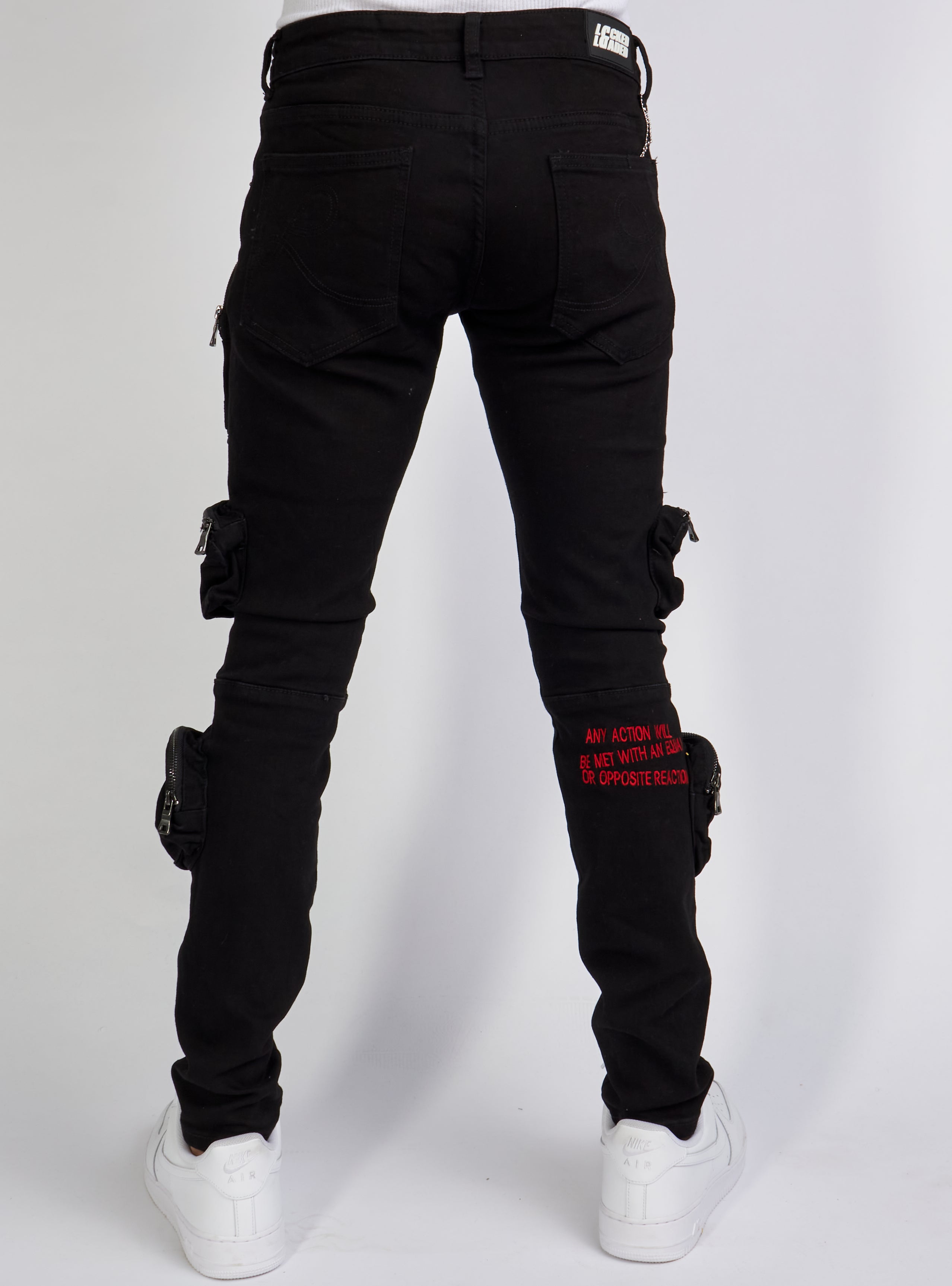 Jeans - Crest Cargo - Black and Red - LLCD092501