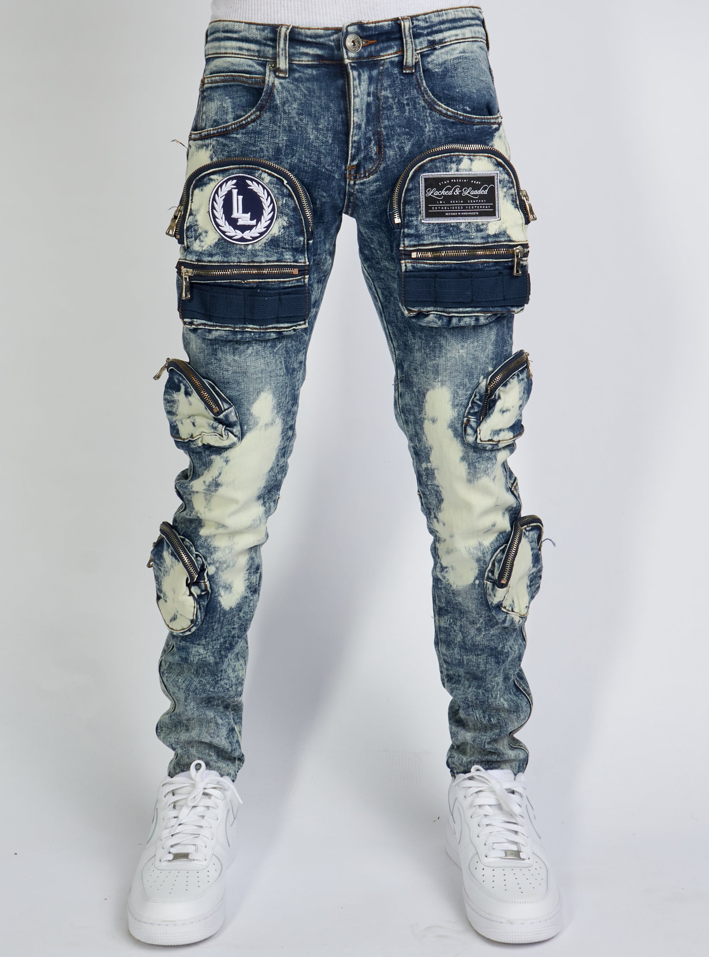 Jeans - Crest Cargo - Bleached Navy - LLCD2001