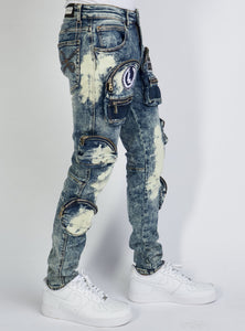 Jeans - Crest Cargo - Bleached Navy - LLCD2001