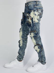 Jeans - Crest Cargo - Bleached Navy - LLCD2001