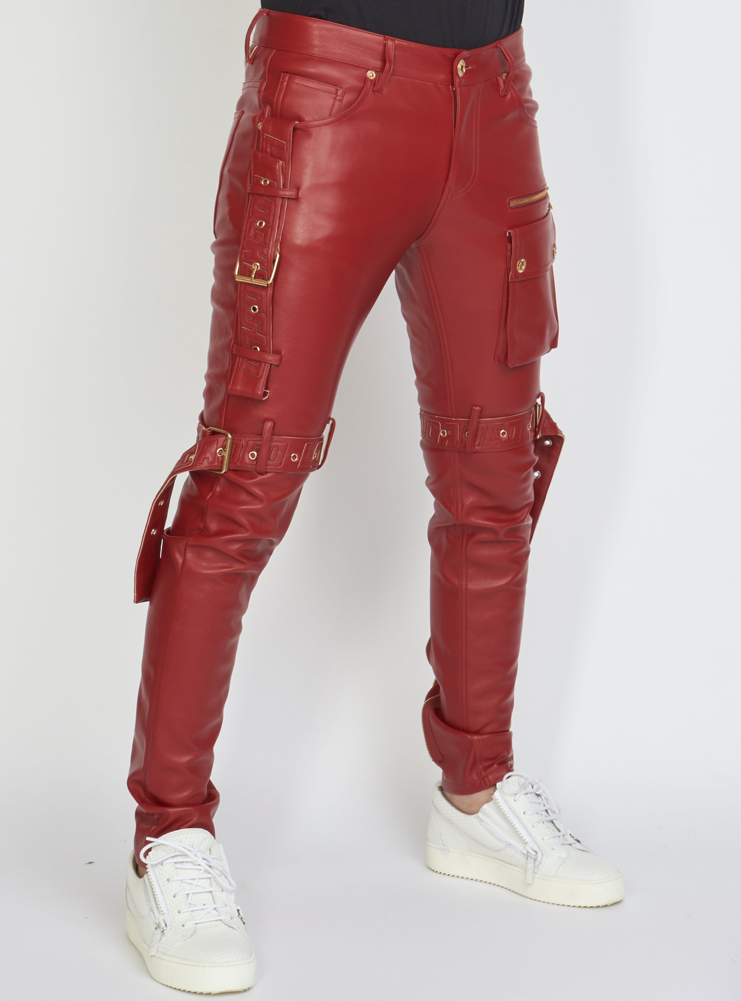 Jeans - Leather - Dark Red - LLPU1025103