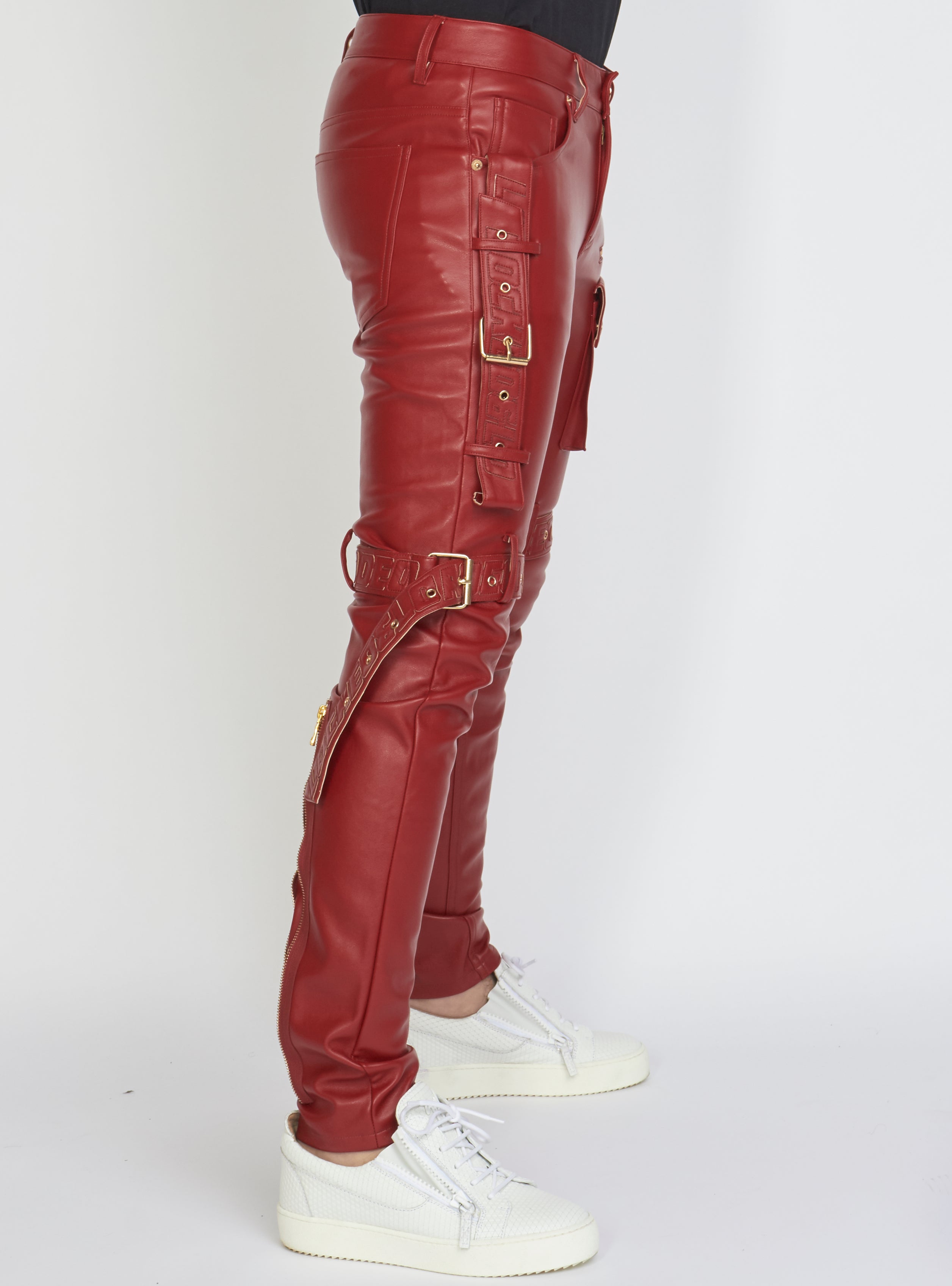 Jeans - Leather - Dark Red - LLPU1025103