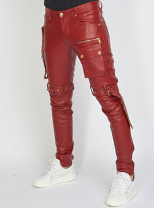 Jeans - Leather - Dark Red - LLPU1025103