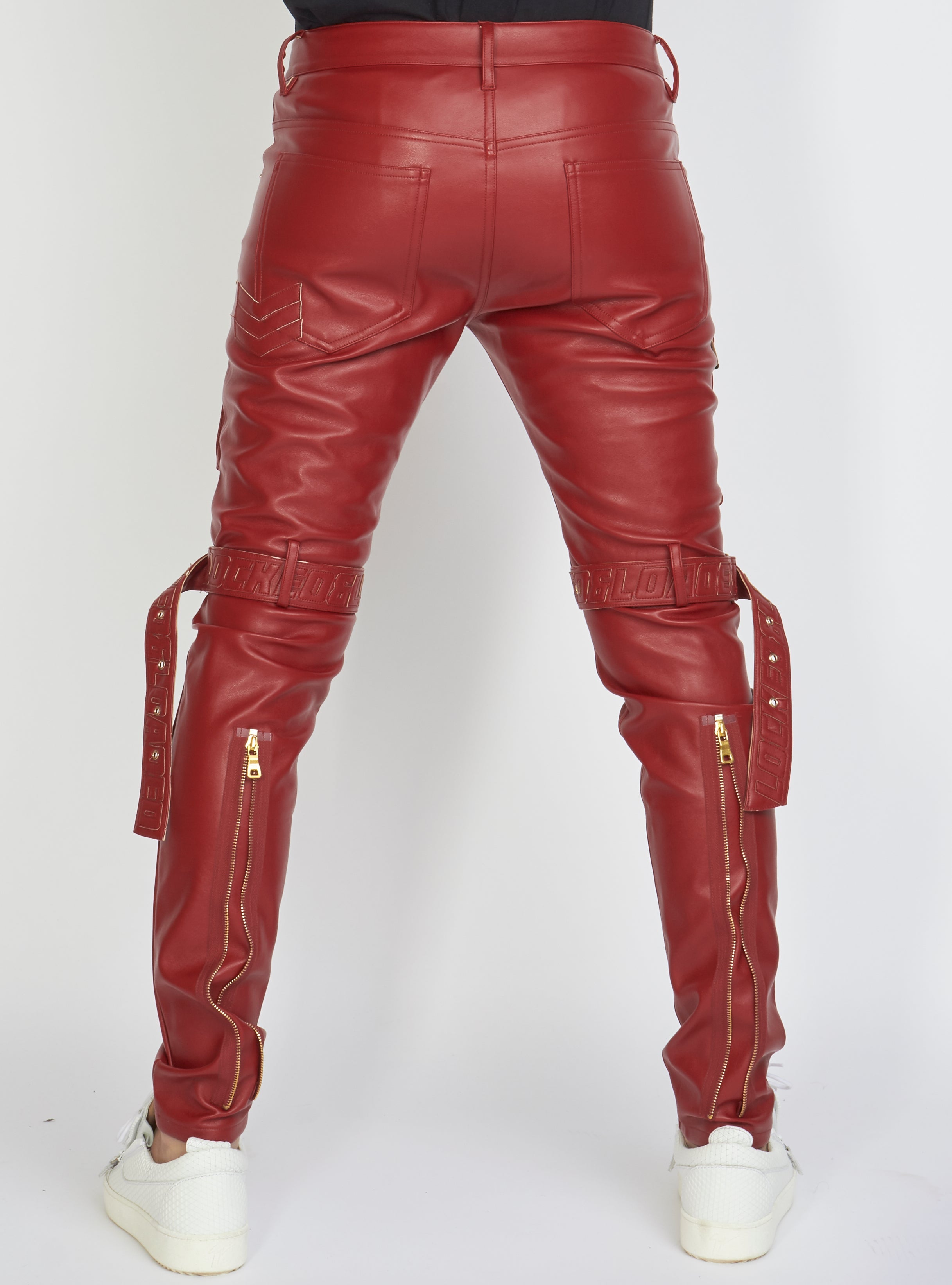 Jeans - Leather - Dark Red - LLPU1025103