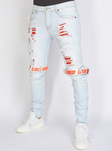 Jeans - Straps - Light Wash And Orange - LLCDP0925569