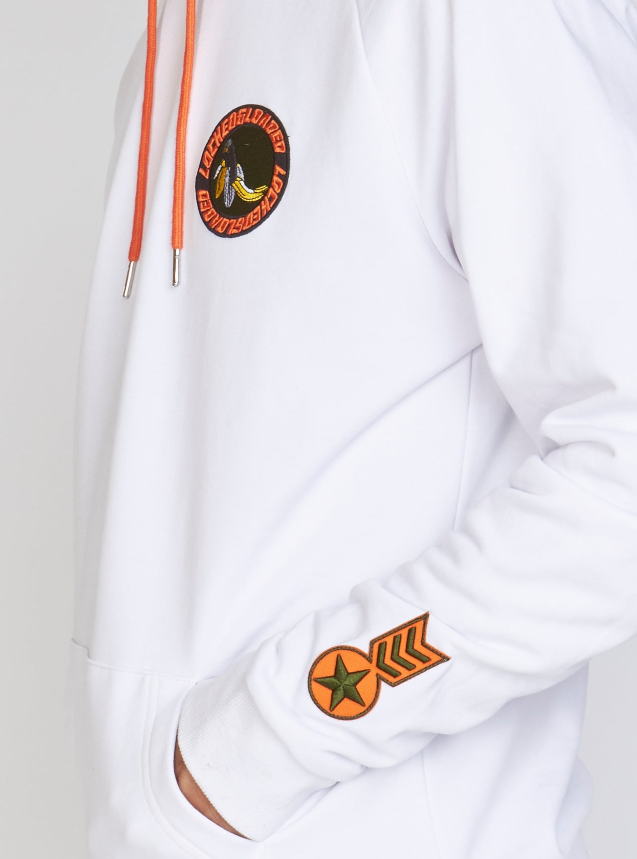 Hoodie - B. Clip Pullover - White and Orange - LLRHCH5E1025301