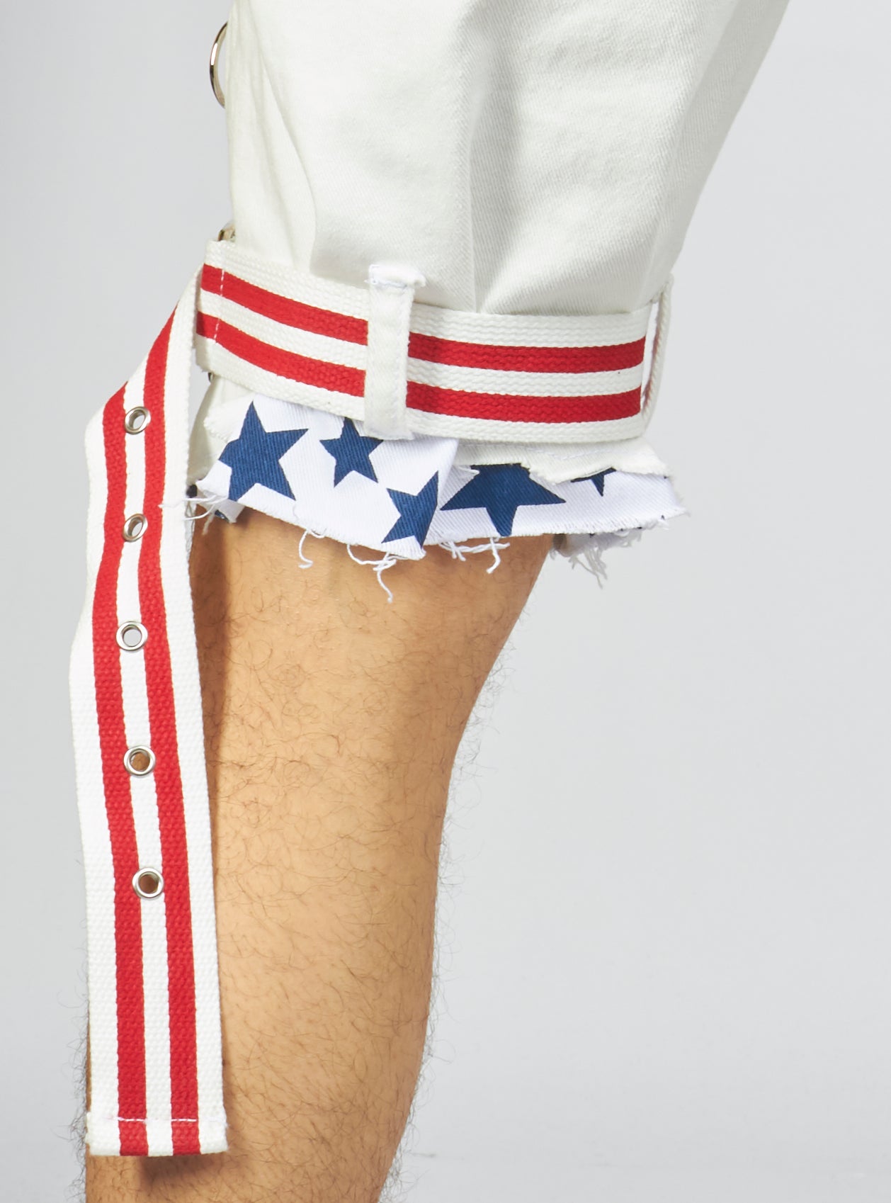 Shorts - USA Strapped Denim - White with Red and Navy - LLDS421104