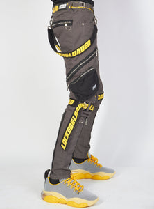 Jeans - Straps and Pocket - Dark Grey/Yellow - LLTP104