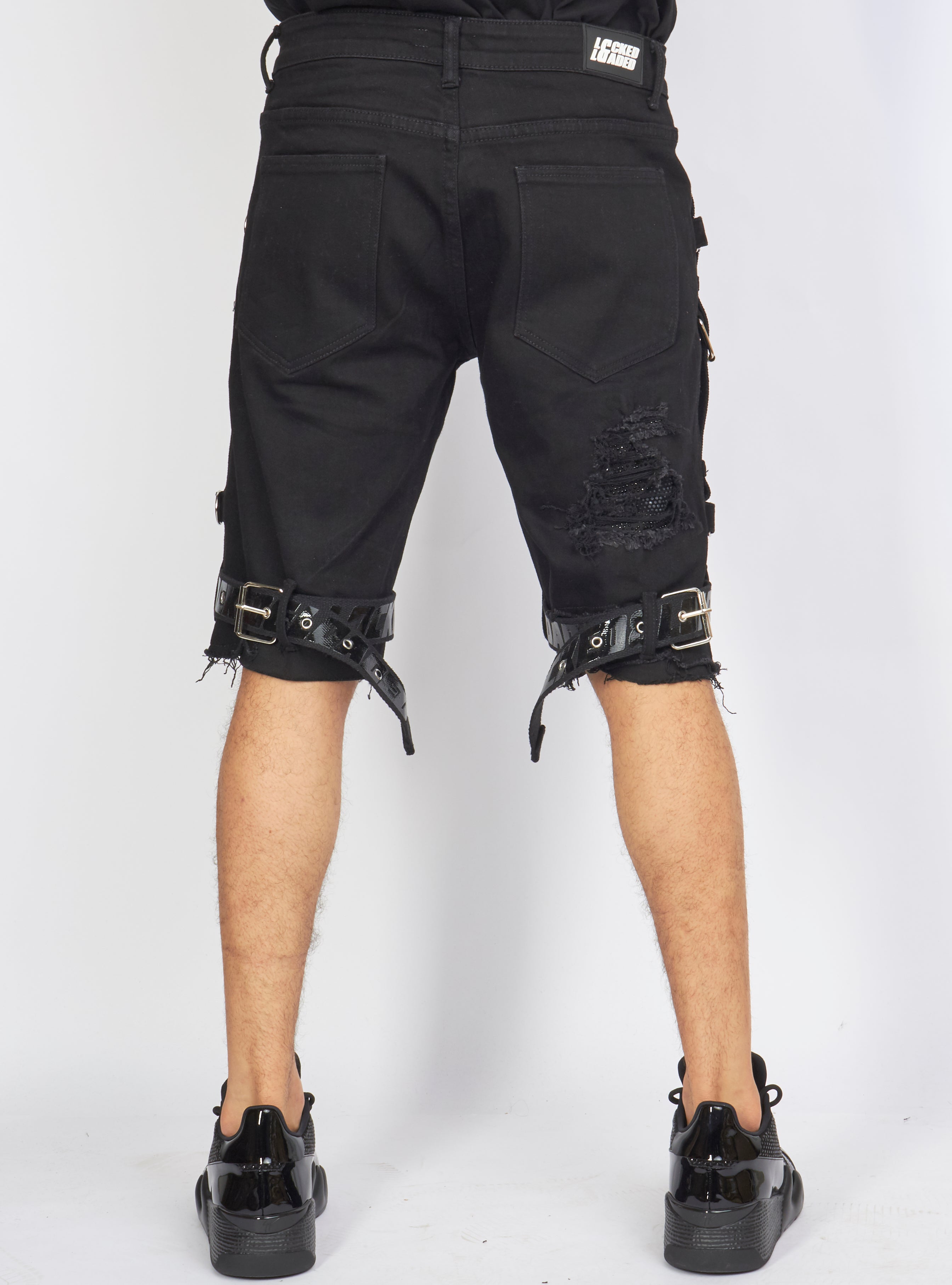 Shorts - Strapped w/ Crystals - Black - LDS421103