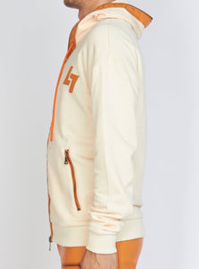 Hoodie - Leather - Bone and Orange - LLFZ1025505