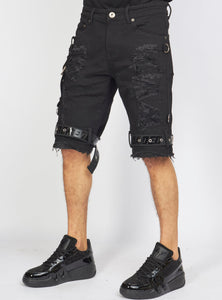 Shorts - Strapped w/ Crystals - Black - LDS421103