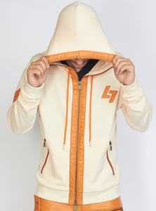 Hoodie - Leather - Bone and Orange - LLFZ1025505