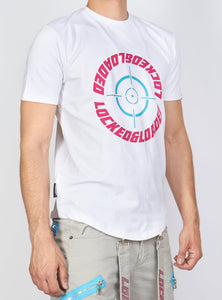 Locked & Loaded T-Shirt - Target - White, Blue And Pink