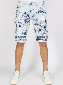 Shorts - Strapped Denim - Acid Wash with White and Blue - LDS421101