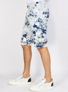 Shorts - Strapped Denim - Acid Wash with White and Blue - LDS421101