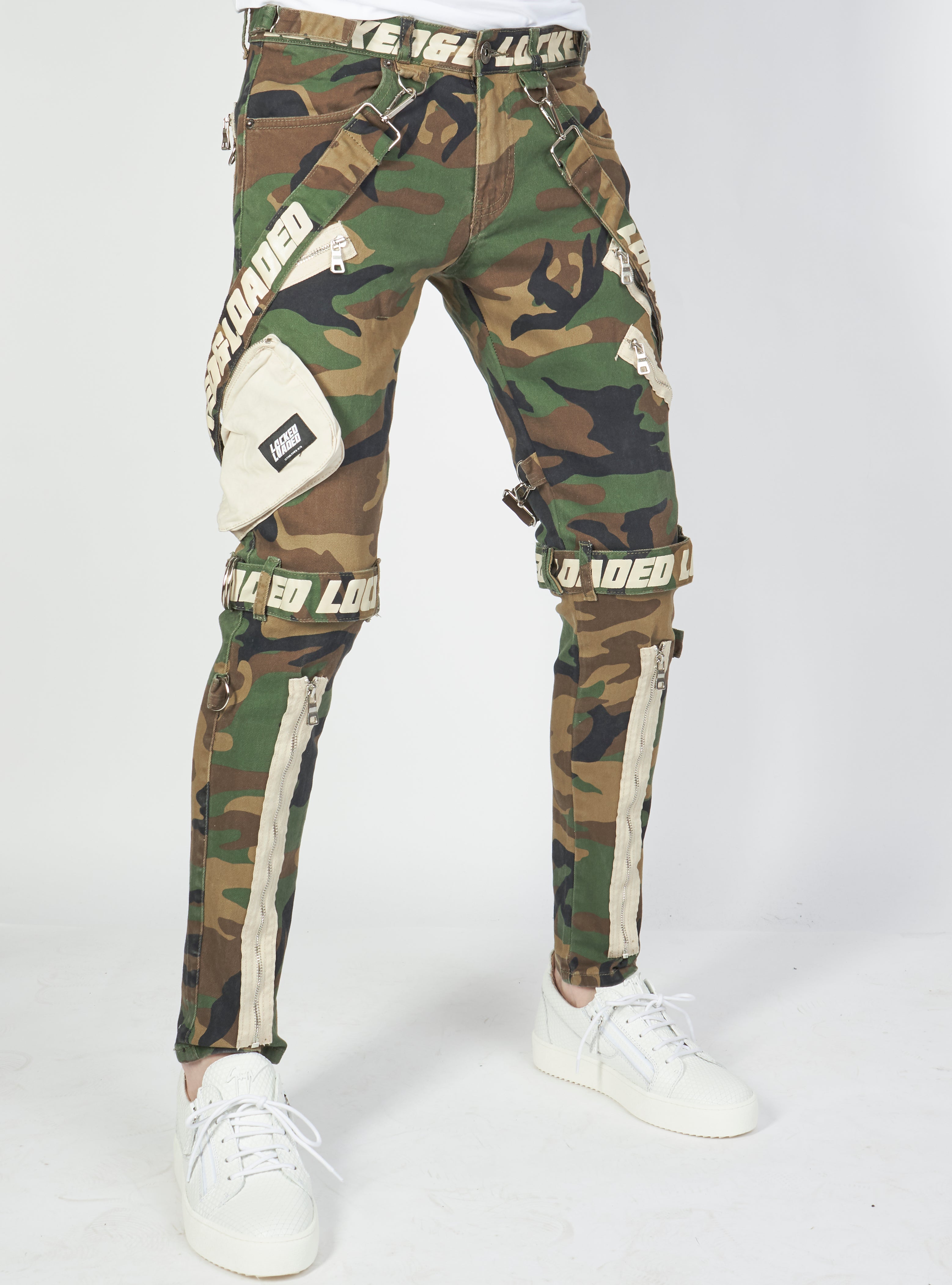 Jeans - Straps and Pocket - Camo/Cream - LLTP106