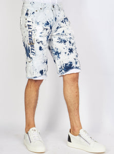 Shorts - Strapped Denim - Acid Wash with White and Blue - LDS421101