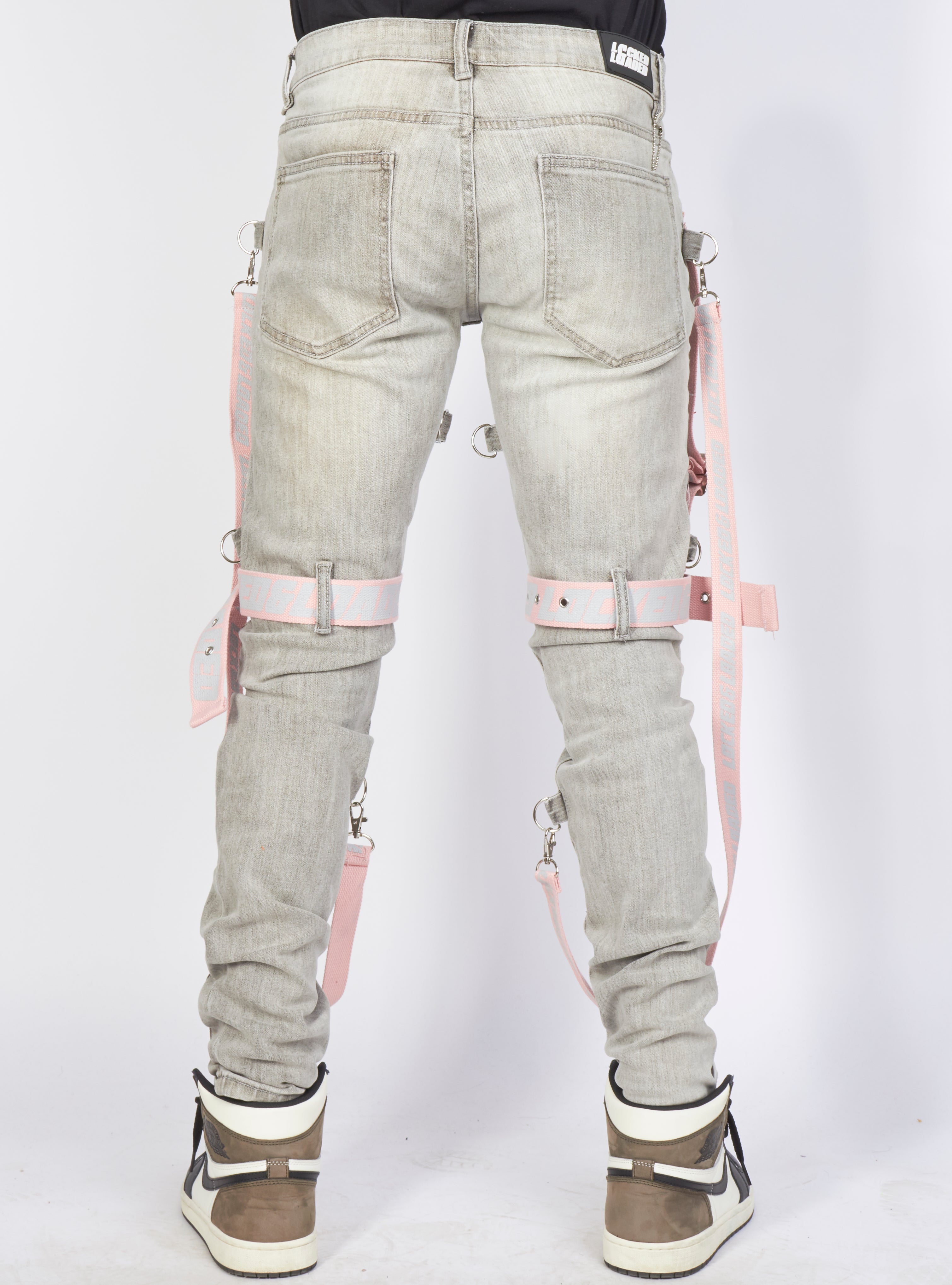 Jeans - Straps & Stones - Grey & Pink