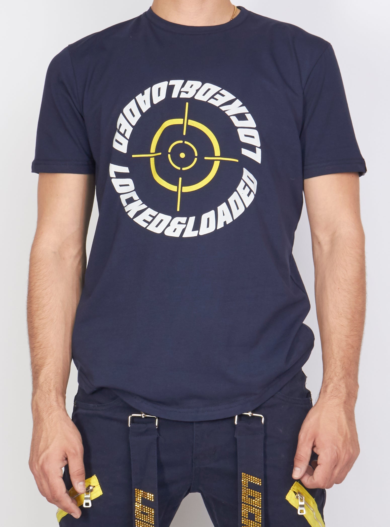 Locked & Loaded T-Shirt - Target - Navy, Yellow And White