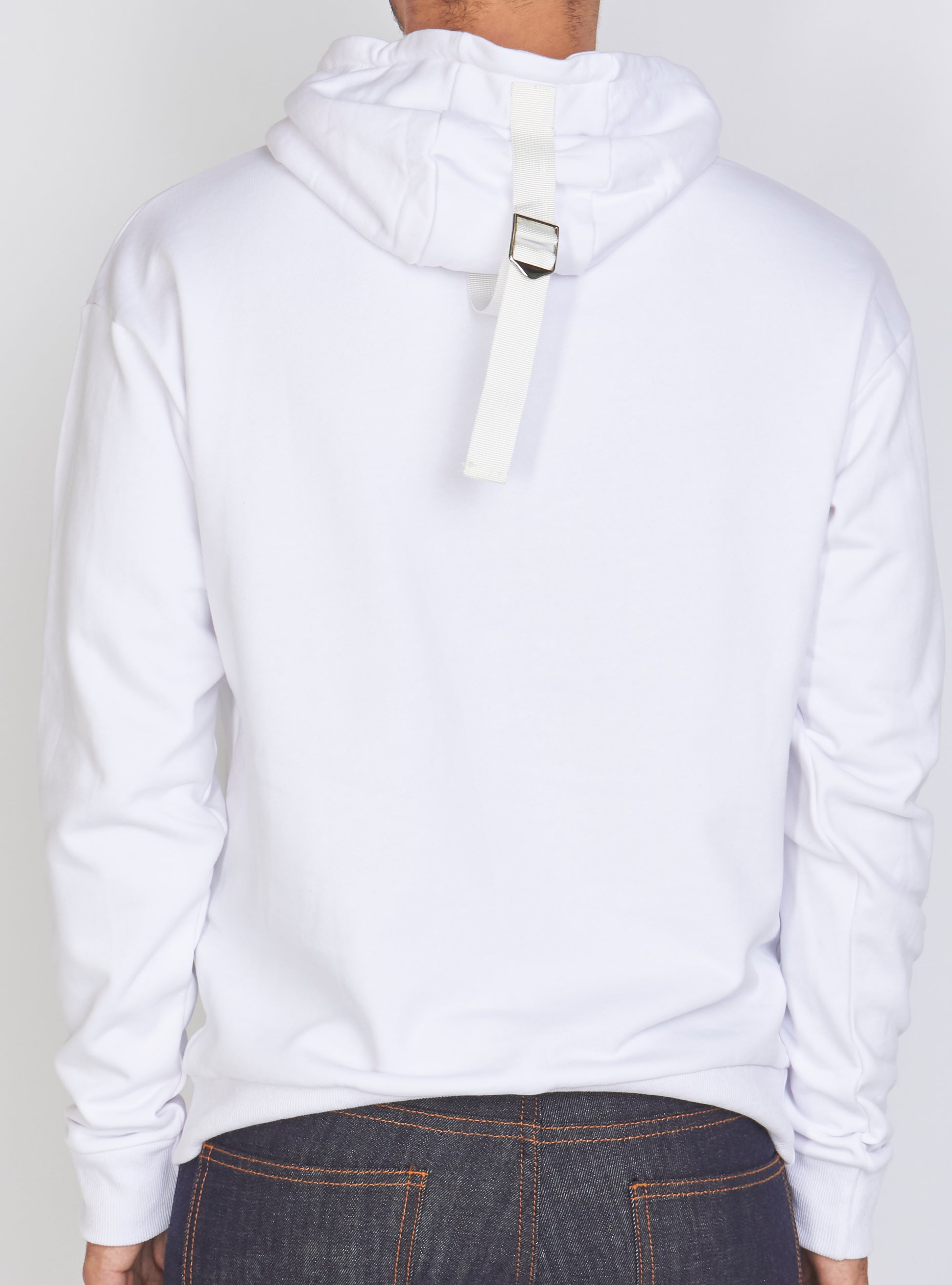 Hoodie - Crest Pullover - White and Navy - LLCH602