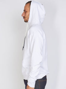 Hoodie - Crest Pullover - White and Navy - LLCH602