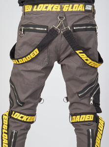 Jeans - Straps and Pocket - Dark Grey/Yellow - LLTP104