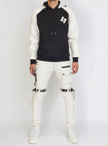 Jeans - Leather - White and Black - LLPU1025102