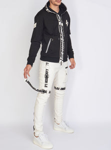 Jeans - Leather - White and Black - LLPU1025102