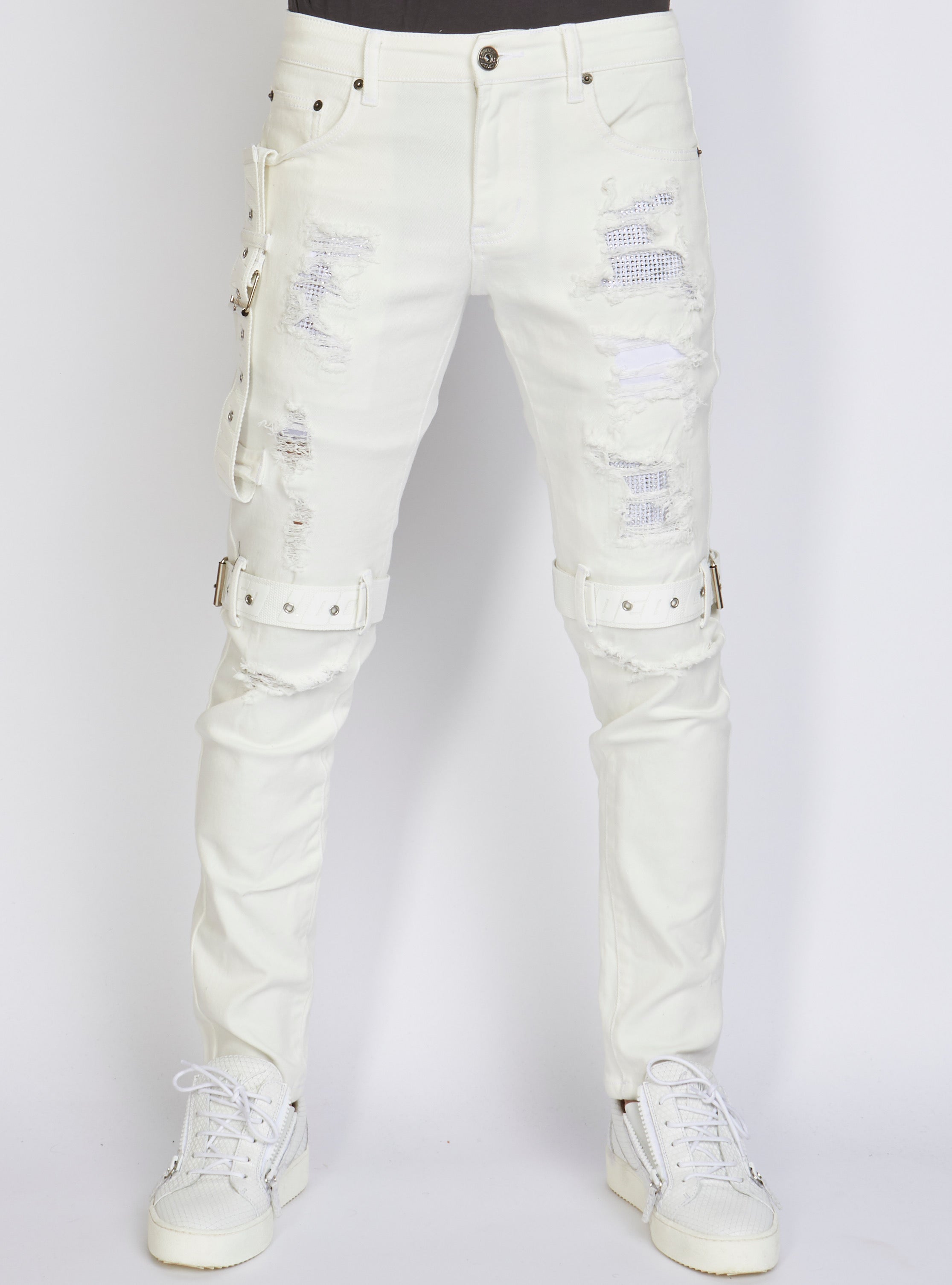 Jeans - Straps - White On White - LLCDP0925561