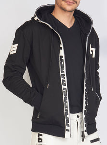 Hoodie - Leather - Black and White - LLFZ1025501